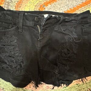Daytrip Black Distressed High-Rise Jean Shorts